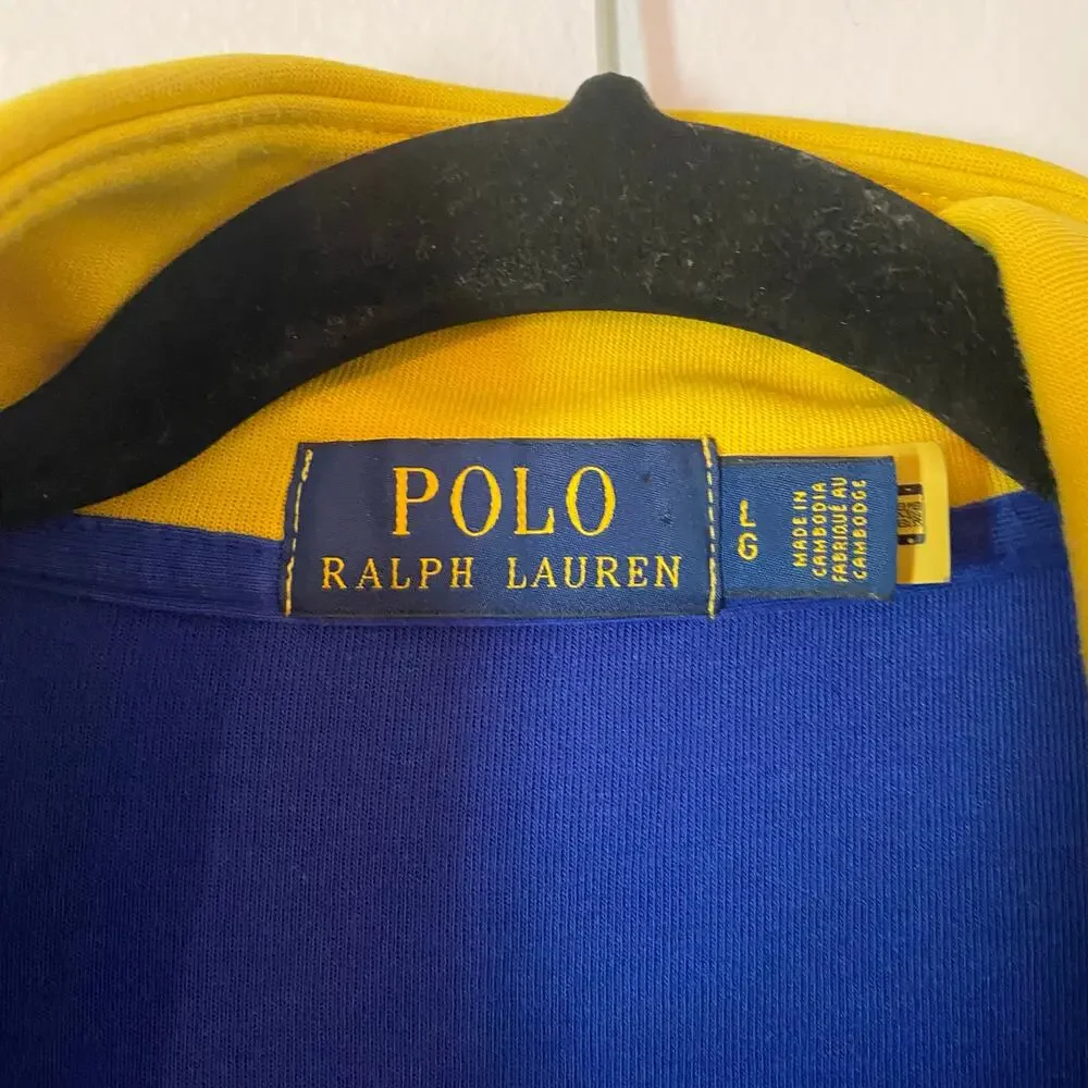 Polo Ralph Lauren Color Blocked Blue Yellow White Polo Logo Quarter Zip Large